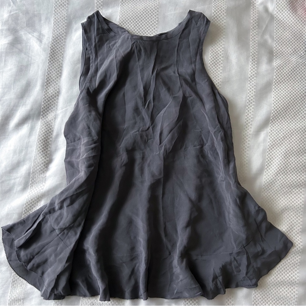 Madewell Grey Brown Crepe Tie Blouse - XS